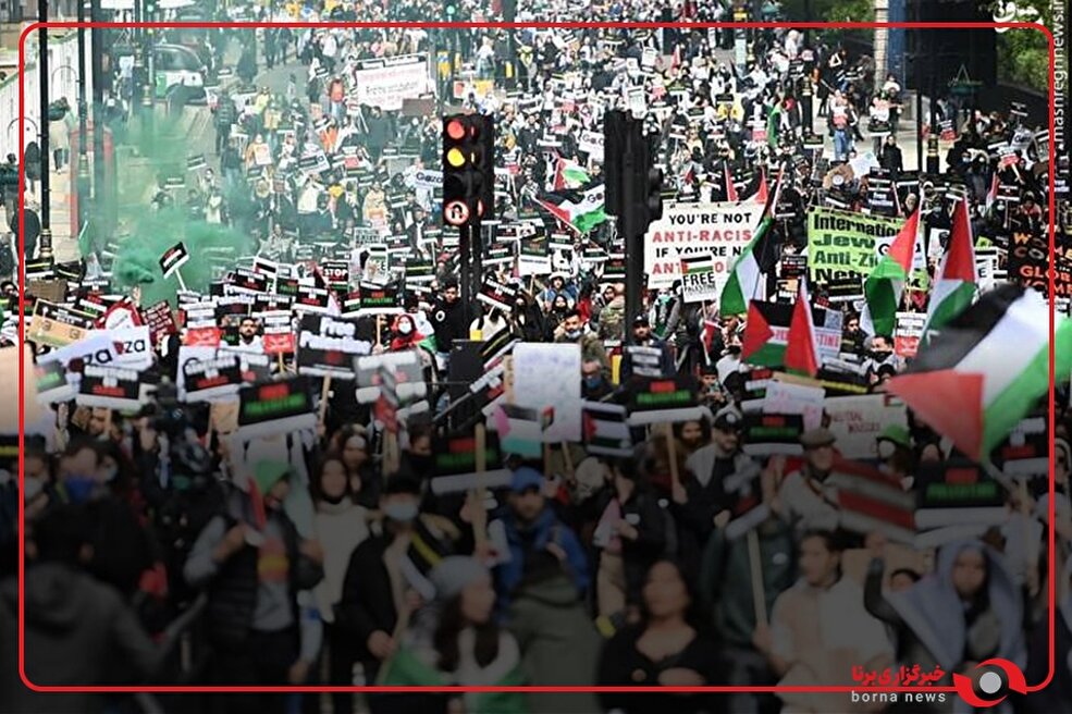 تصاویر هوایی از تجمع تاریخی حامیان فلسطین در انگلیس