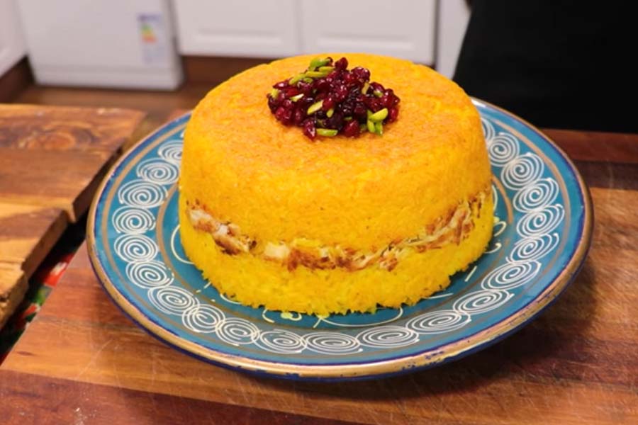 آموزش پخت ته چین زعفرانی خوشمزه