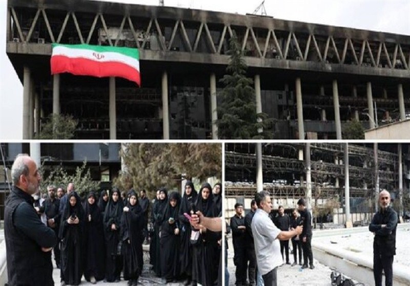 جمعی از دانشجویان دانشگاه تهران به ساختمان شیشه‌ای رفتند