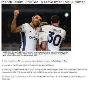 مهدی طارمی راضی به جدایی از اینتر؛ بررسی پیشنهاد چهار تیم انگلیسی