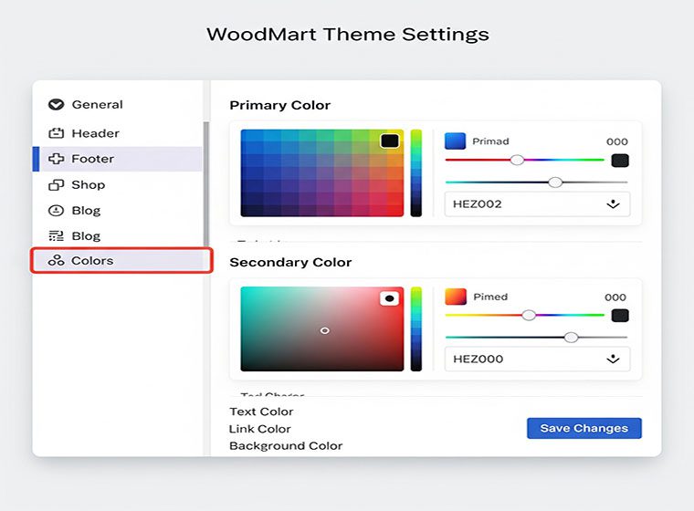 تنظیمات قالب وودمارت