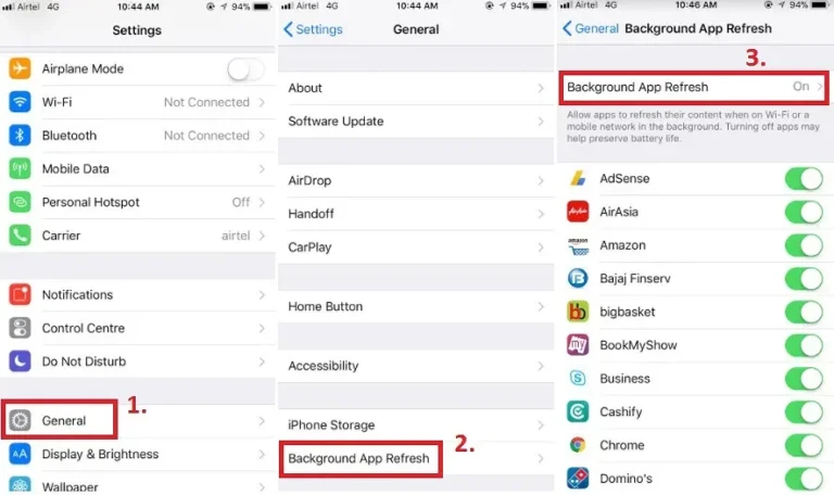غیر فعال کردن برنامه‌ها در پس زمینه