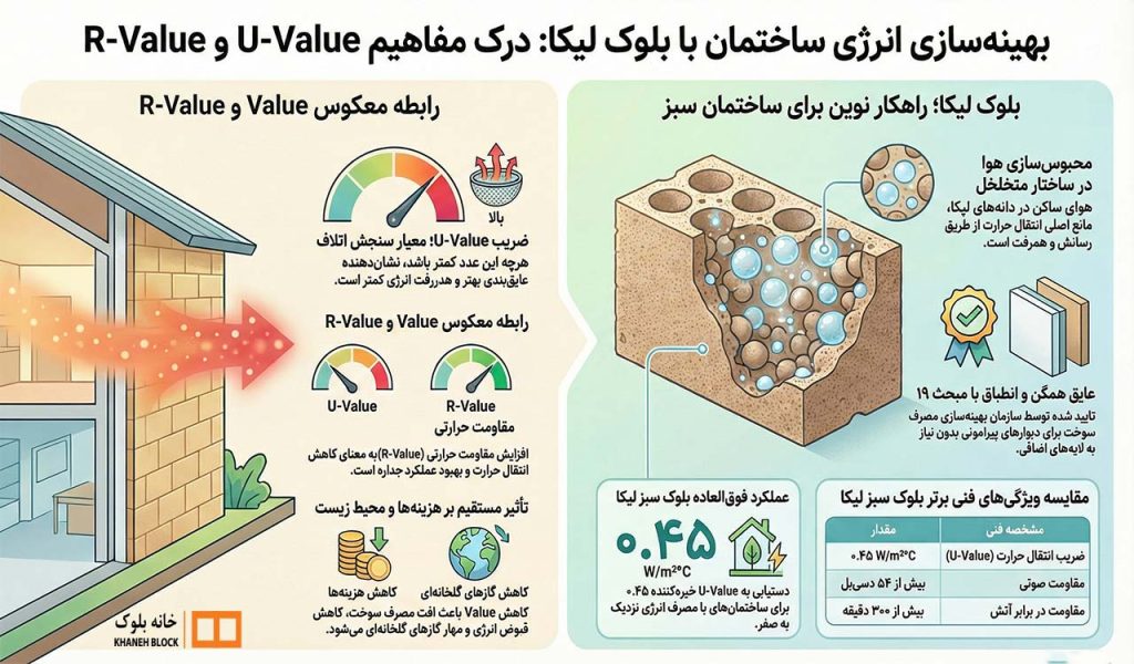 ضریب انتقال حرارت بلوک لیکا