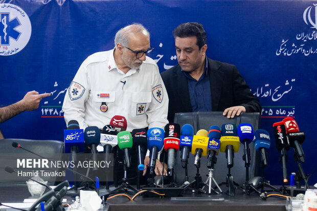 گزارش تصویری کنفرانس مطبوعاتی رئیس سازمان اورژانس پیرامون تمهیدات مراسم تشییع 2 6085098