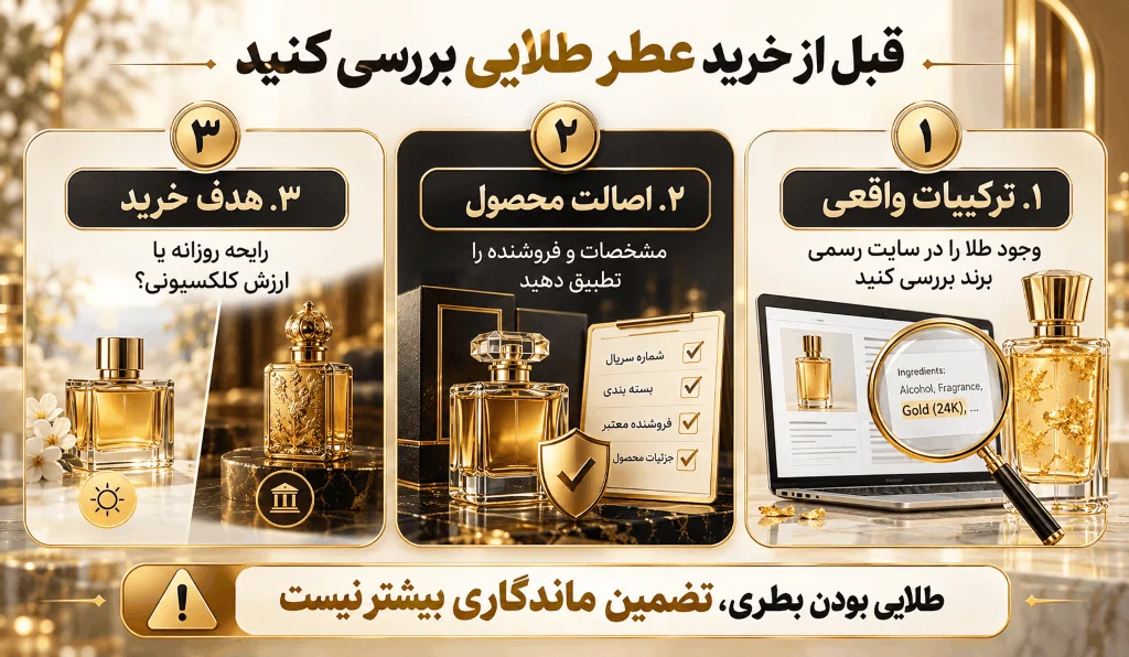 بهترین عطرهای ساختهشده با طلا؛ معرفی 5 عطر طلایی و لوکس 4 نکات خرید بهترین عطرهای ساخته شده با طلا